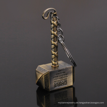 Wholesales Gold Silber Farbe Retro Thor Hammer Hammer Metall Keychain Film Fans Accessoires Männer Frauen Auto Schlüsselring